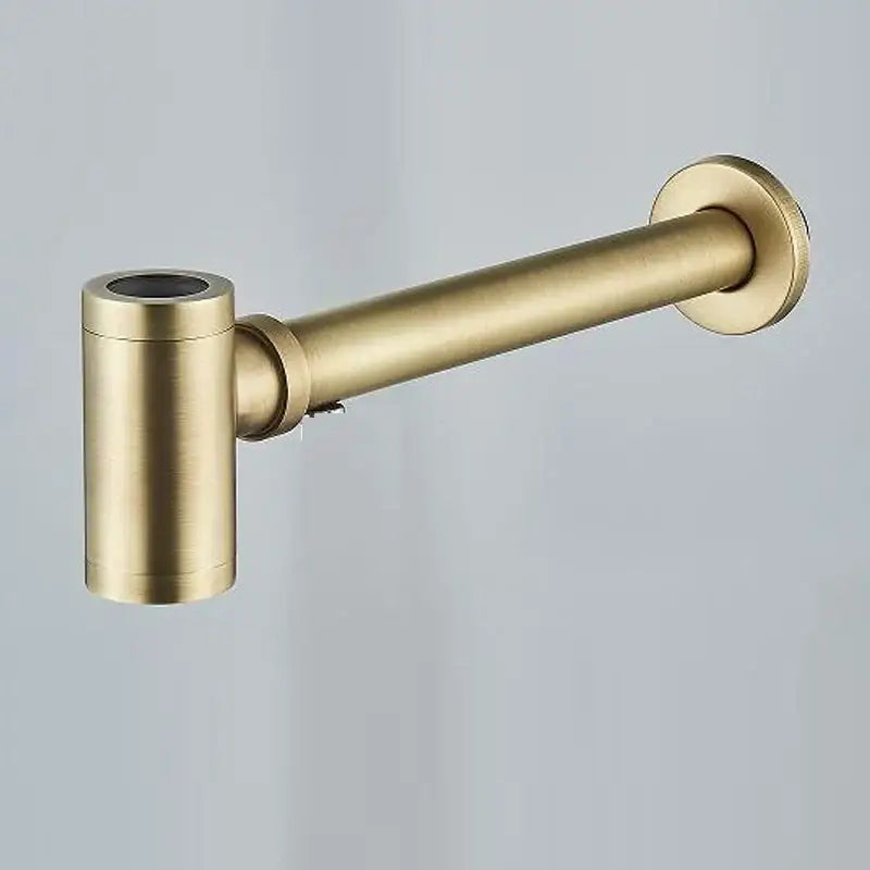 Brass-colored modern gold basin tap siphon kit with sleek brushed finish and minimalist design for bathroom sink drain
