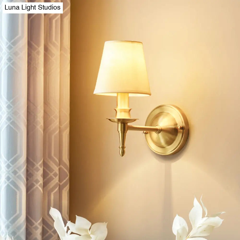 DecorBites™ DecorBites™ Modern Gold Bedroom Wall Sconce with Fabric Shade - Single-Bulb Wall Light