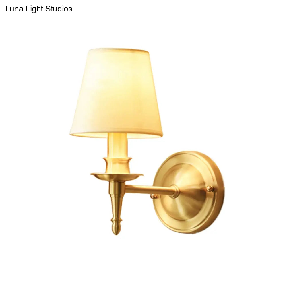 DecorBites™ DecorBites™ Modern Gold Bedroom Wall Sconce with Fabric Shade - Single-Bulb Wall Light