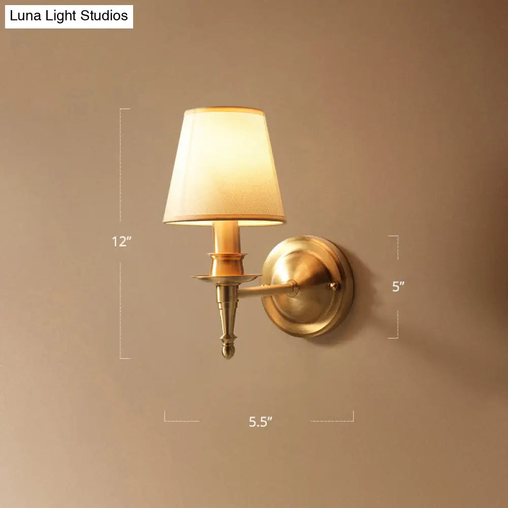 DecorBites™ DecorBites™ Modern Gold Bedroom Wall Sconce with Fabric Shade - Single-Bulb Wall Light