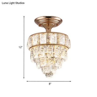 DecorBites™ DecorBites™ Modern Gold Beveled Crystal LED Ceiling Flush Mount with 4 Tiers - Elegant Hallway Lighting