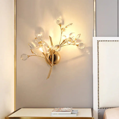 DecorBites™ DecorBites™ Modern Gold Beveled Crystal Wall Light with Branch Design - 2/3 Heads - Wall Mounted Fixture