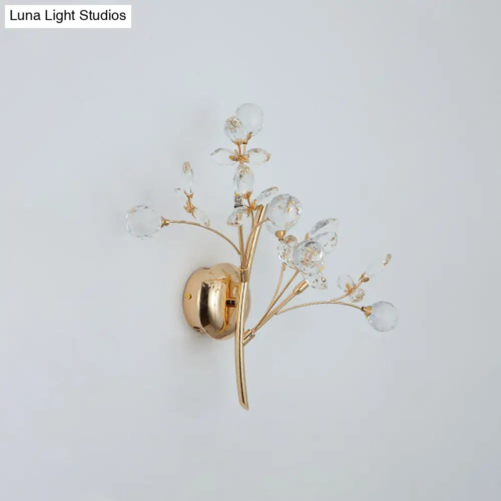 DecorBites™ DecorBites™ Modern Gold Beveled Crystal Wall Light with Branch Design - 2/3 Heads - Wall Mounted Fixture