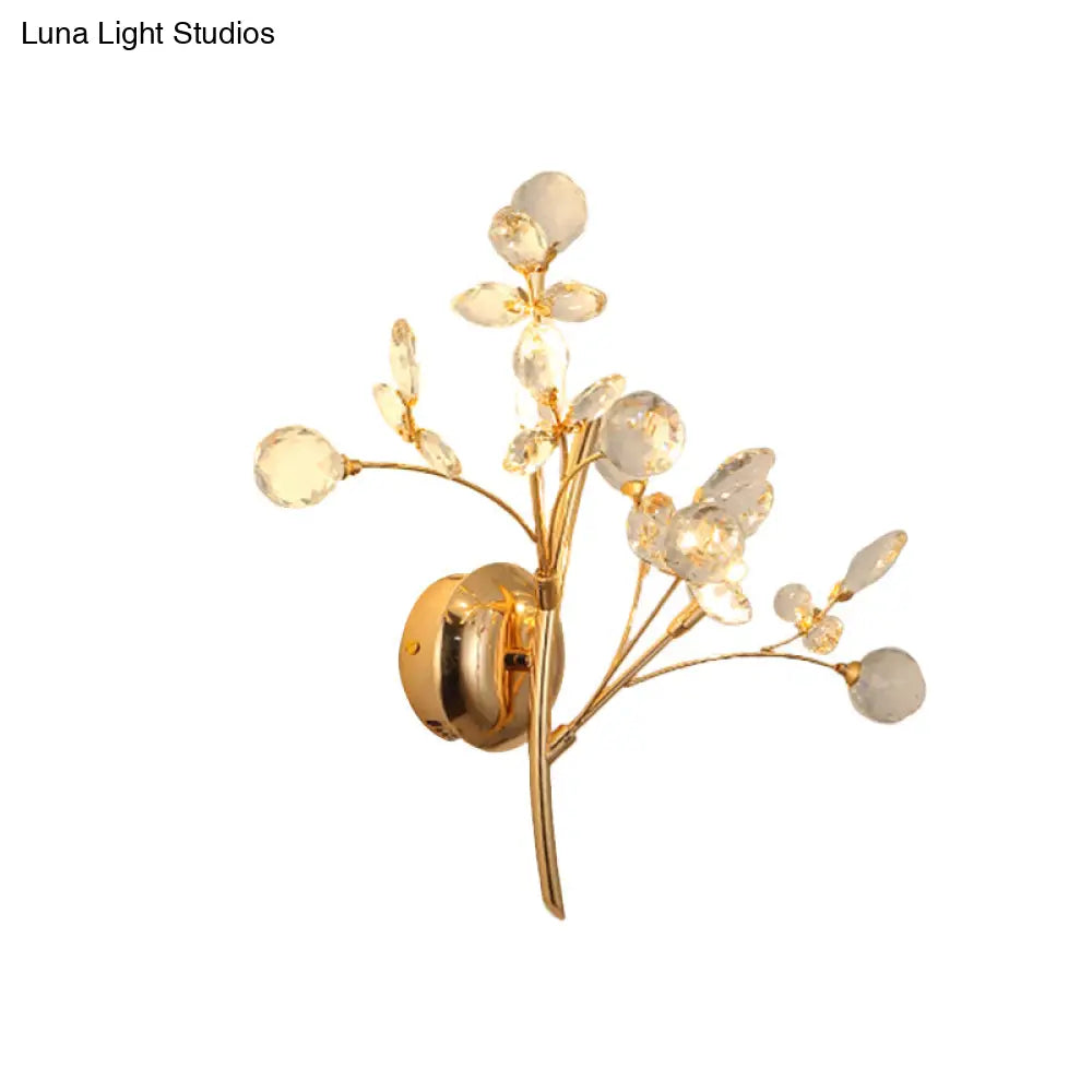 DecorBites™ DecorBites™ Modern Gold Beveled Crystal Wall Light with Branch Design - 2/3 Heads - Wall Mounted Fixture