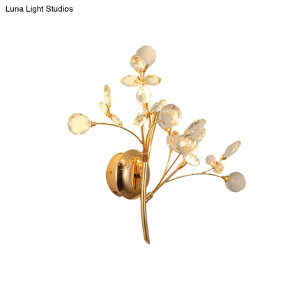 DecorBites™ DecorBites™ Modern Gold Beveled Crystal Wall Light with Branch Design - 2/3 Heads - Wall Mounted Fixture