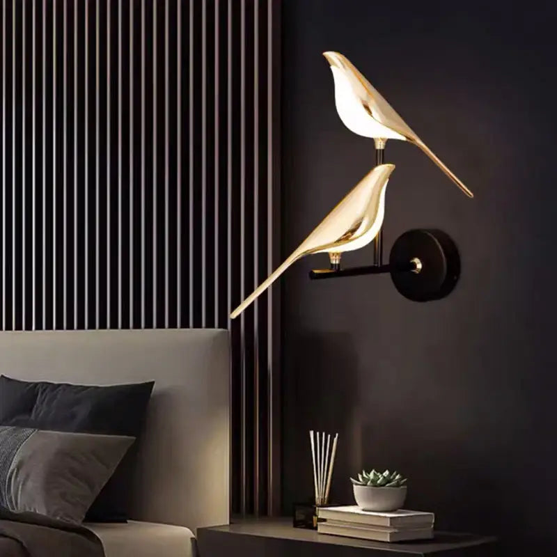 Modern gold bird led wall sconce with sleek decorbites bird design for bedroom accent light and wall sconce decor