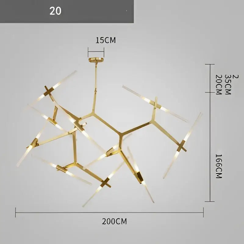 Modern gold and black branch suspension pendant light with geometric design and multiple led lights for dining room decorbites branch suspension pendant