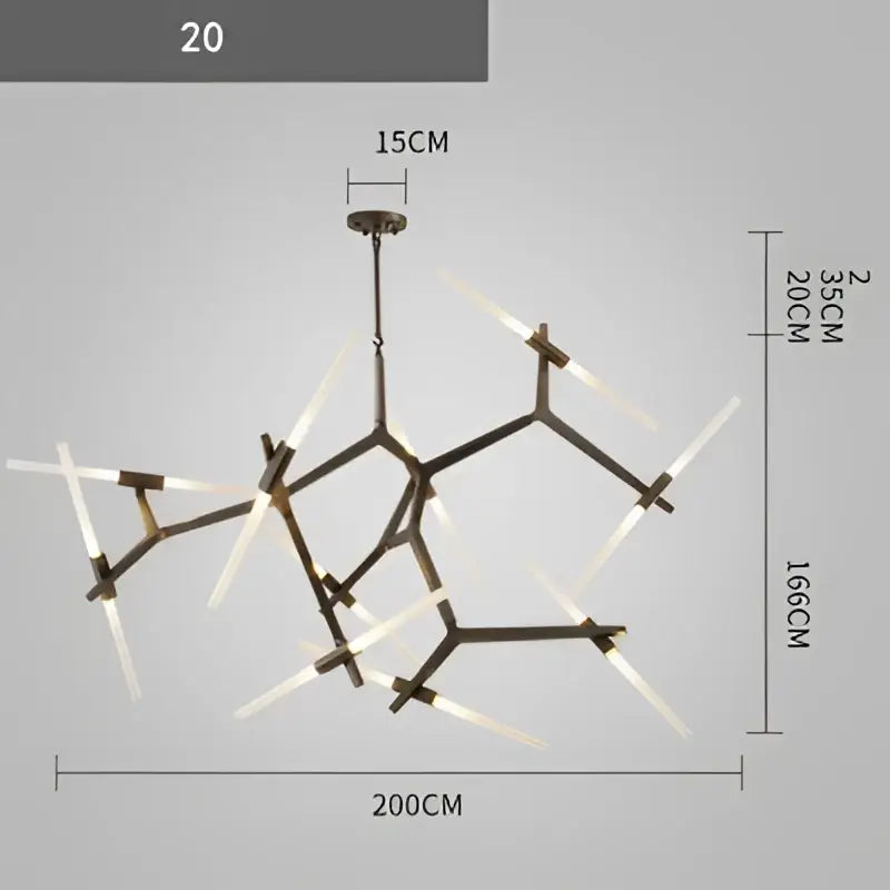 Modern gold and black branch suspension pendant light with sleek black metal arms and integrated led lights for dining room decorbites branch suspension pendant