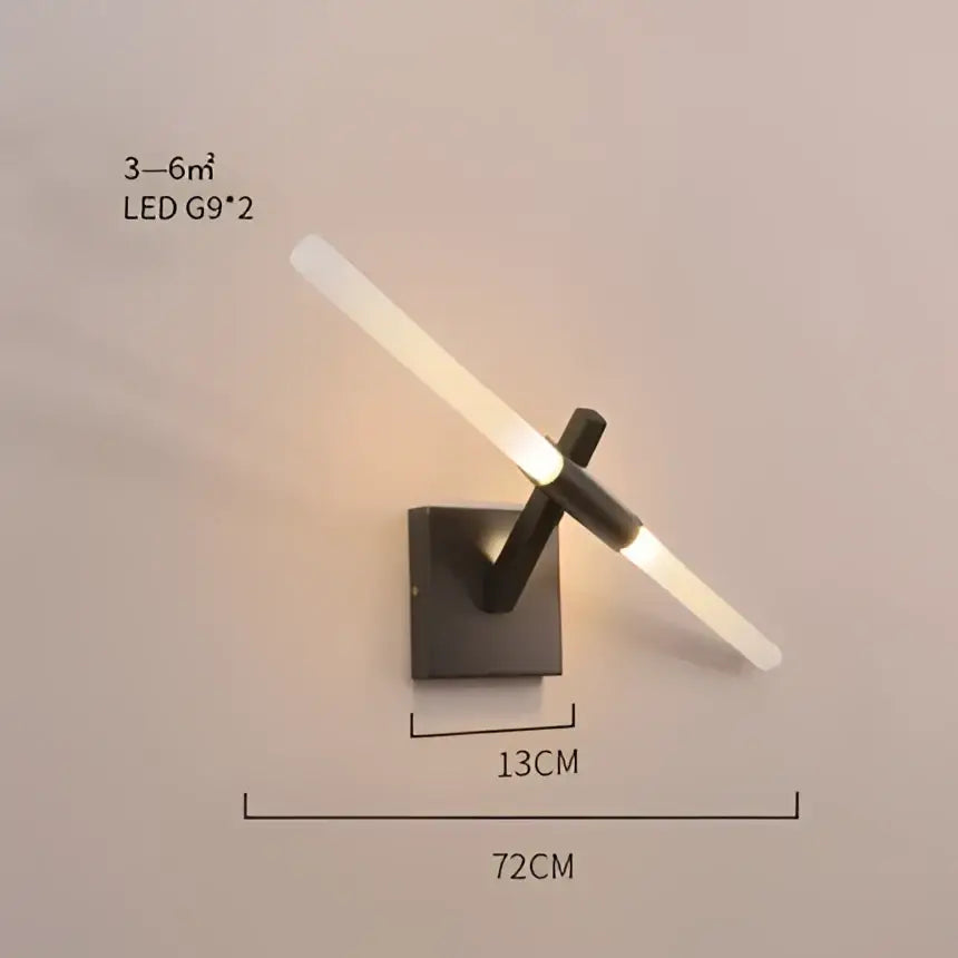 Modern black metal wall sconce with two angled frosted glass led tubes ideal for decorbites branch suspension pendant lighting