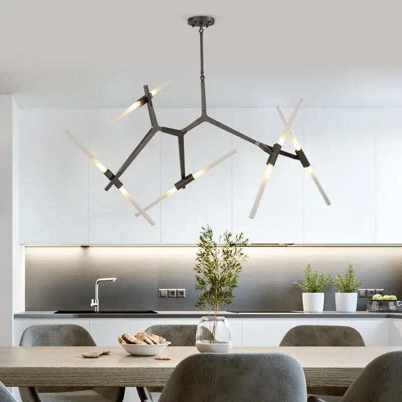 Modern gold and black branch suspension pendant light with sleek black metal arms and warm led decorbites branch suspension