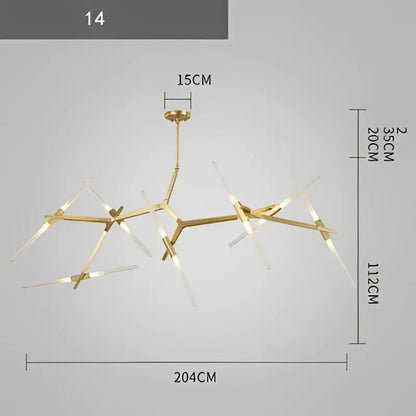 Modern gold and black branch suspension pendant light with gold-toned branching arms and integrated led lights for dining room decorbites pendant light