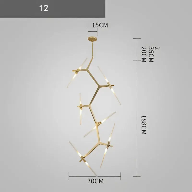 Modern gold and black branch suspension pendant light with gold-toned geometric arms for dining room decorbites pendant light