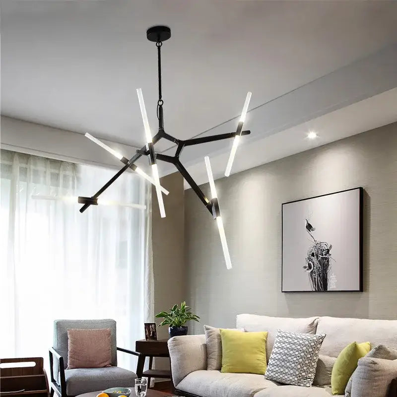 Modern black and white geometric pendant light with sleek angular arms for decorbites branch suspension dining room use