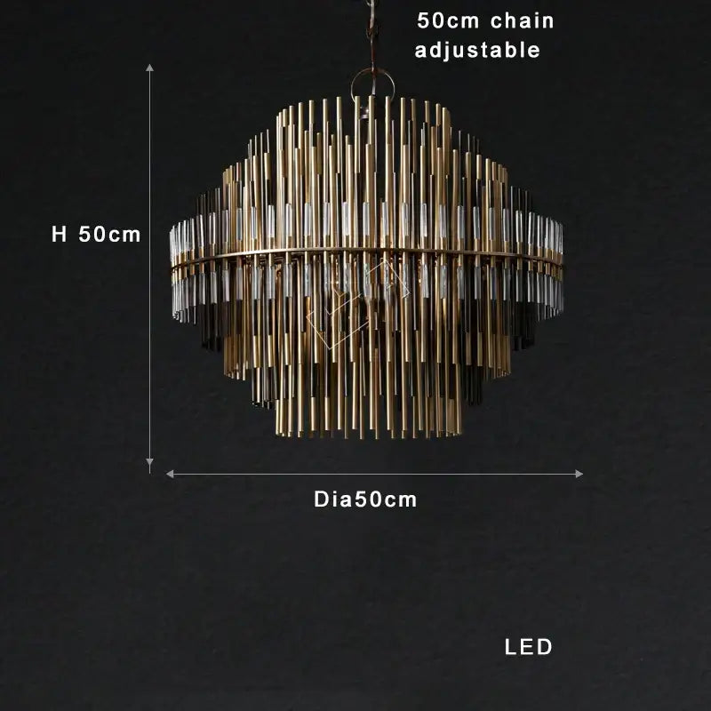 Modern gold and black brass glass ceiling chandelier with tiered concentric circles for living room decorbites brass glass