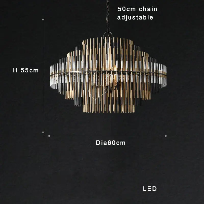 A modern gold and black brass glass ceiling chandelier with multi-tiered concentric circles for living room decorbites brass glass