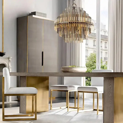 Modern gold and black brass pendant light with slender vertical rods in a circular pattern for dining room decorbites brass pendant