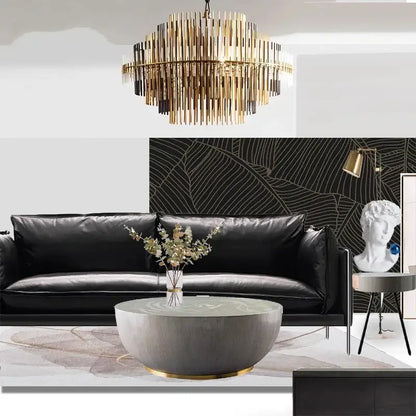 Modern gold and black brass pendant light with vertical rod design ideal for dining room decorbites brass pendant light