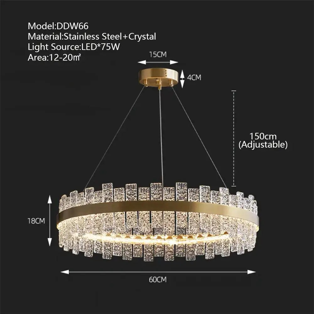 Modern gold and black crystal led chandelier dining room pendant light with stacked crystal blocks and stainless steel decorbites crystal led design