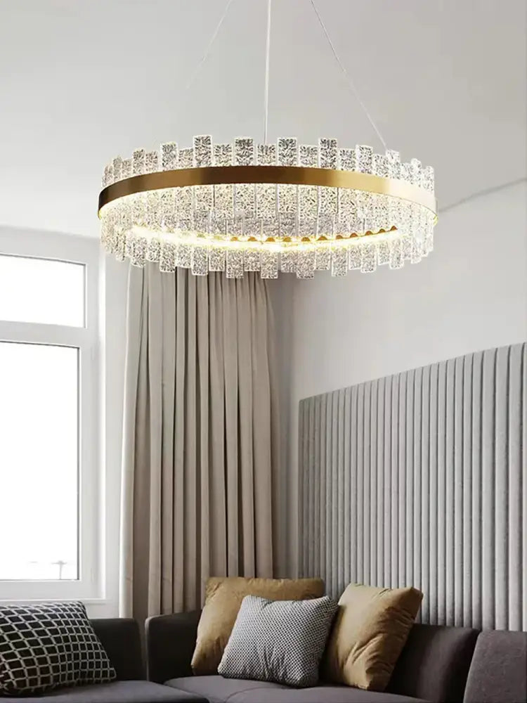 Modern gold and black crystal led chandelier with clear crystal elements by decorbites for dining room decorbites crystal led