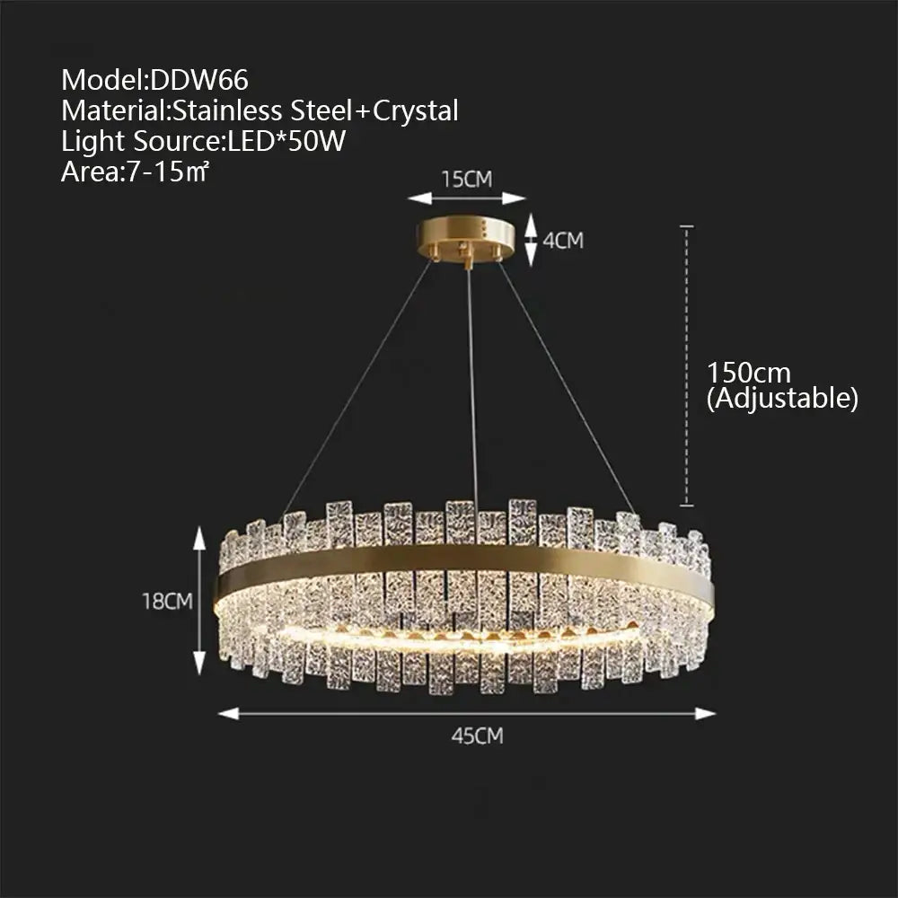 Modern gold and black crystal led chandelier with cascading crystal elements and stainless steel accents by decorbites crystal led