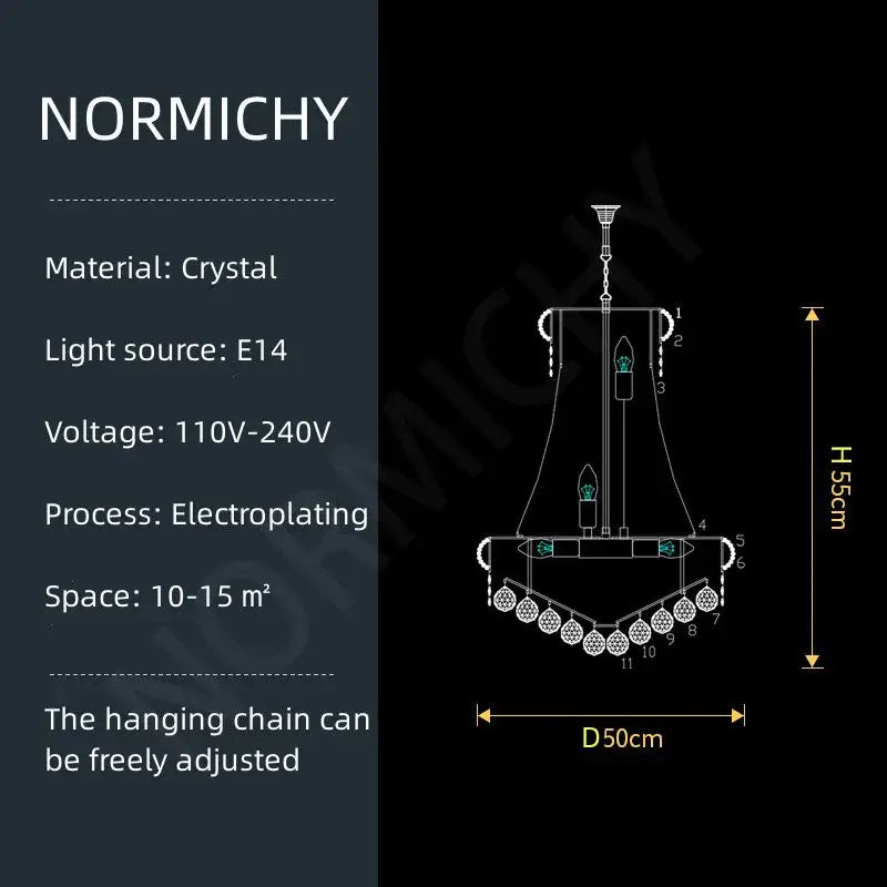 Modern gold and black crystal pendant light with bell-shaped electroplated metal finish and stainless steel detailing