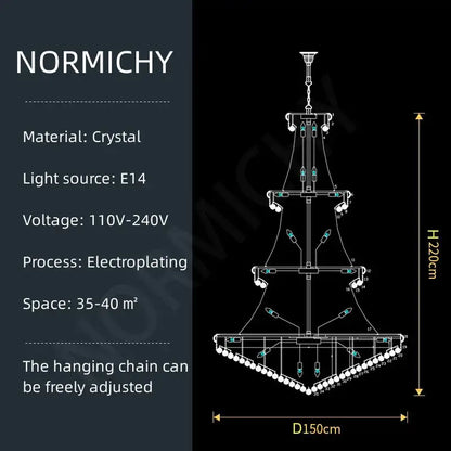 Modern gold and black crystal pendant light with tiered electroplated metal finish and e14 stainless steel light source