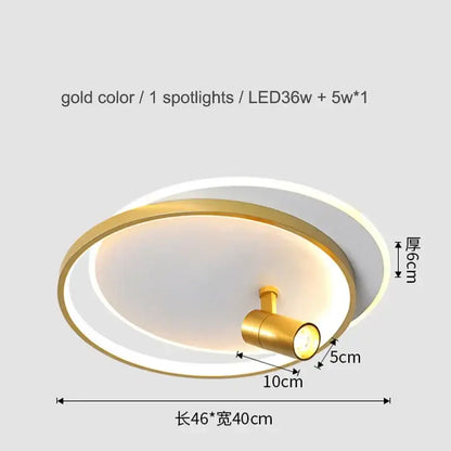 Modern gold and black decorbites dimmable led ceiling lights featuring concentric rings and spotlight for living room use