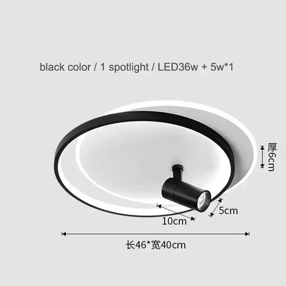 Black circular modern ceiling lights with concentric rings and led spotlight in decorbites dimmable led design