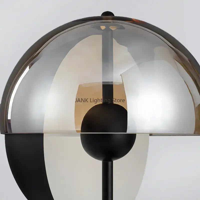 Modern gold and black glass hemisphere led floor lamp with a sleek reflective metallic dome for living room decorbites floor lamp