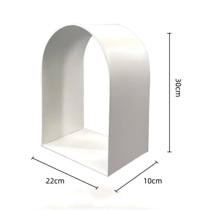White arched shelf metal sculpture with smooth minimalist design and 30cm tall by 22cm wide decorbites golden arches metal