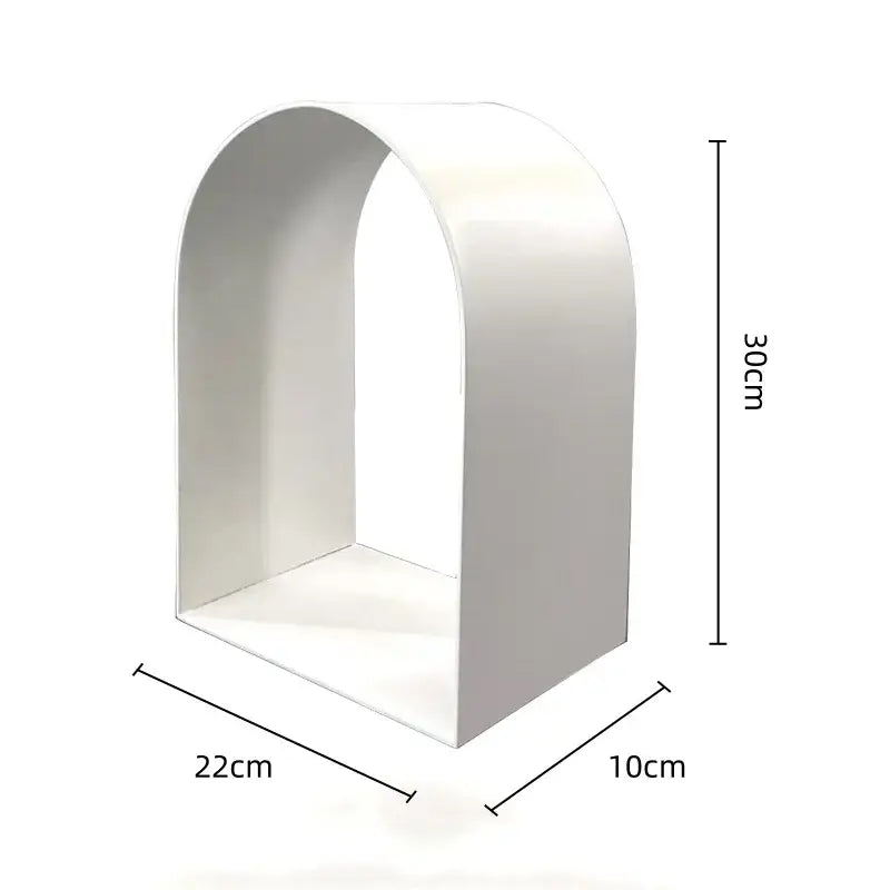 White arched shelf metal sculpture with smooth minimalist design and 30cm tall by 22cm wide decorbites golden arches metal