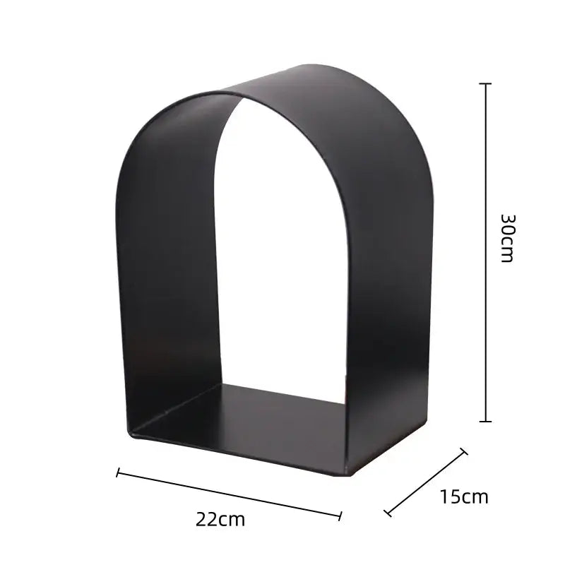 Black arched metal shelf with sleek minimalist design 30cm tall golden arches metal decorbites metal sculpture