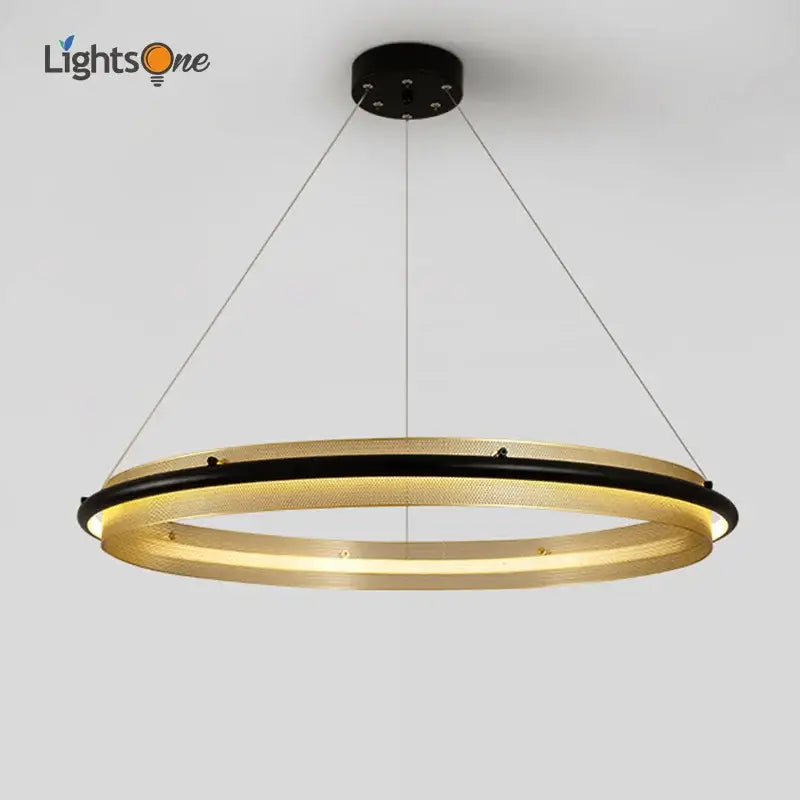 Modern gold and black decorbites honeycomb round pendant light with illuminated inner ring for dining room decor