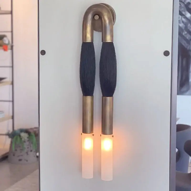 Modern gold and black horsehair wall lamp with brass handle and frosted glass light fixtures for bedroom decorbites horsehair wall lamp