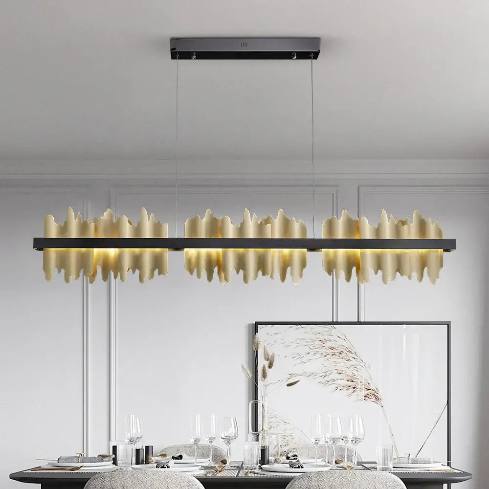 Modern gold and black metallic pendant light with wave design and black frame for decorbites iceberg design led chandelier