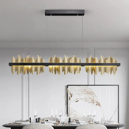 Modern gold and black metallic pendant light with wave design and black frame for decorbites iceberg design led chandelier
