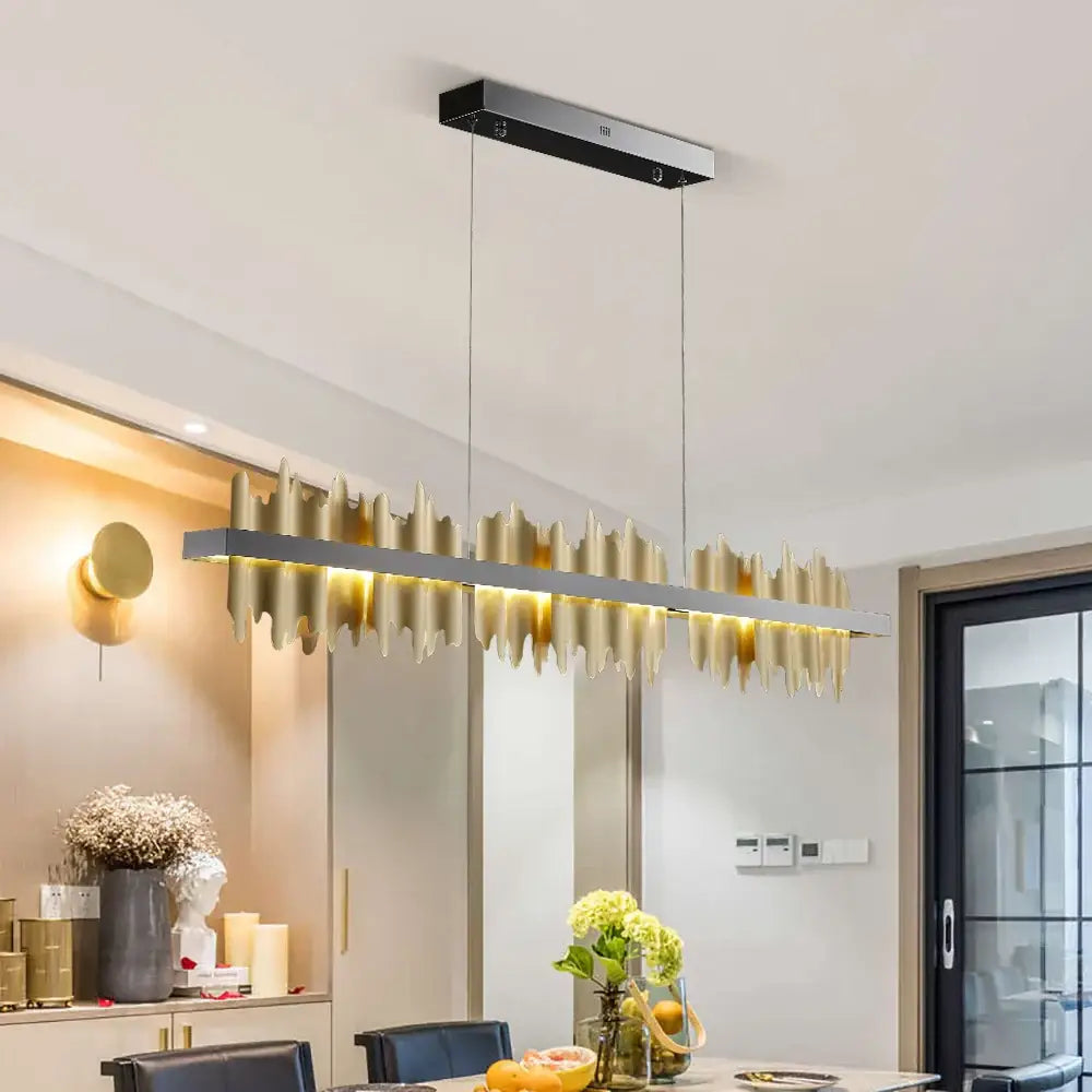 Modern gold and black decorbites iceberg design led chandelier with a sleek wave-like design for dining room lighting