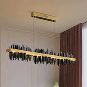 DecorBites Irene iceberg design modern gold and black metallic led chandelier lighting for dining room use