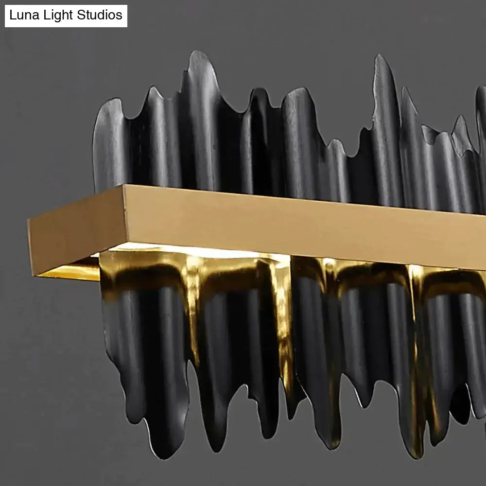 DecorBites™ Irene black and gold metallic led chandelier lighting with sculptural dripping wave design for dining room