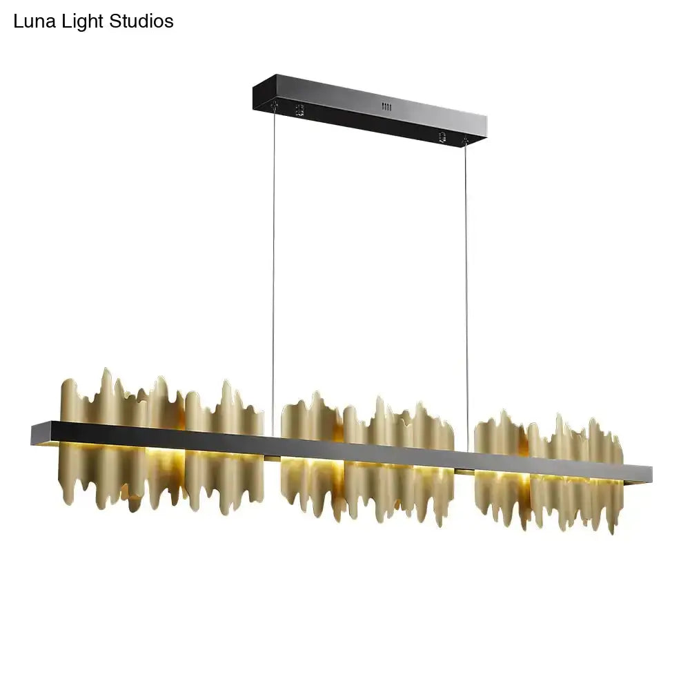 Modern gold and black DecorBites™ Irene led chandelier lighting with sleek wave design for dining room use