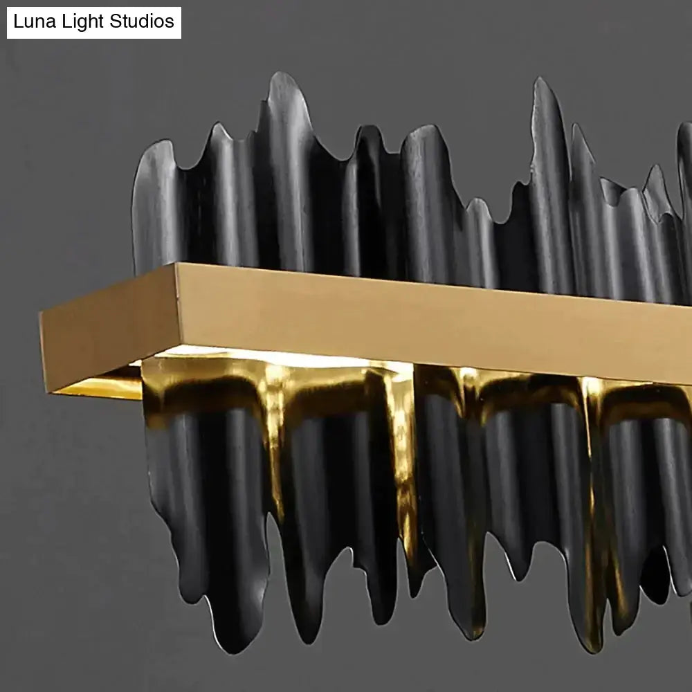 DecorBites™ Irene black and gold modern led chandelier lighting with sleek wave-like design for dining room
