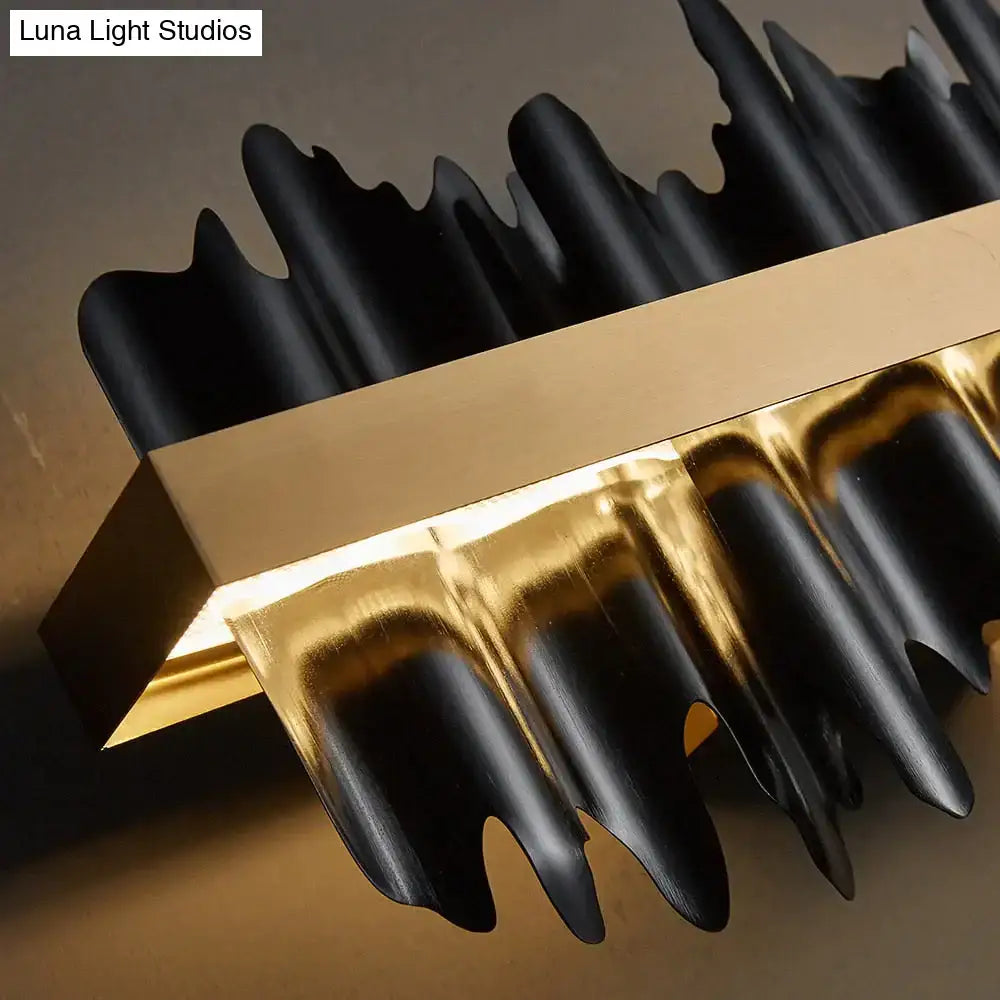 DecorBites™ Irene black and gold modern wall sconce with sleek wave design for led chandelier lighting in dining room