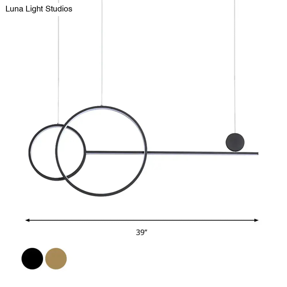 Modern black circular pendant light fixture by DecorBites with minimalist gold line design bulb included 220v-240v