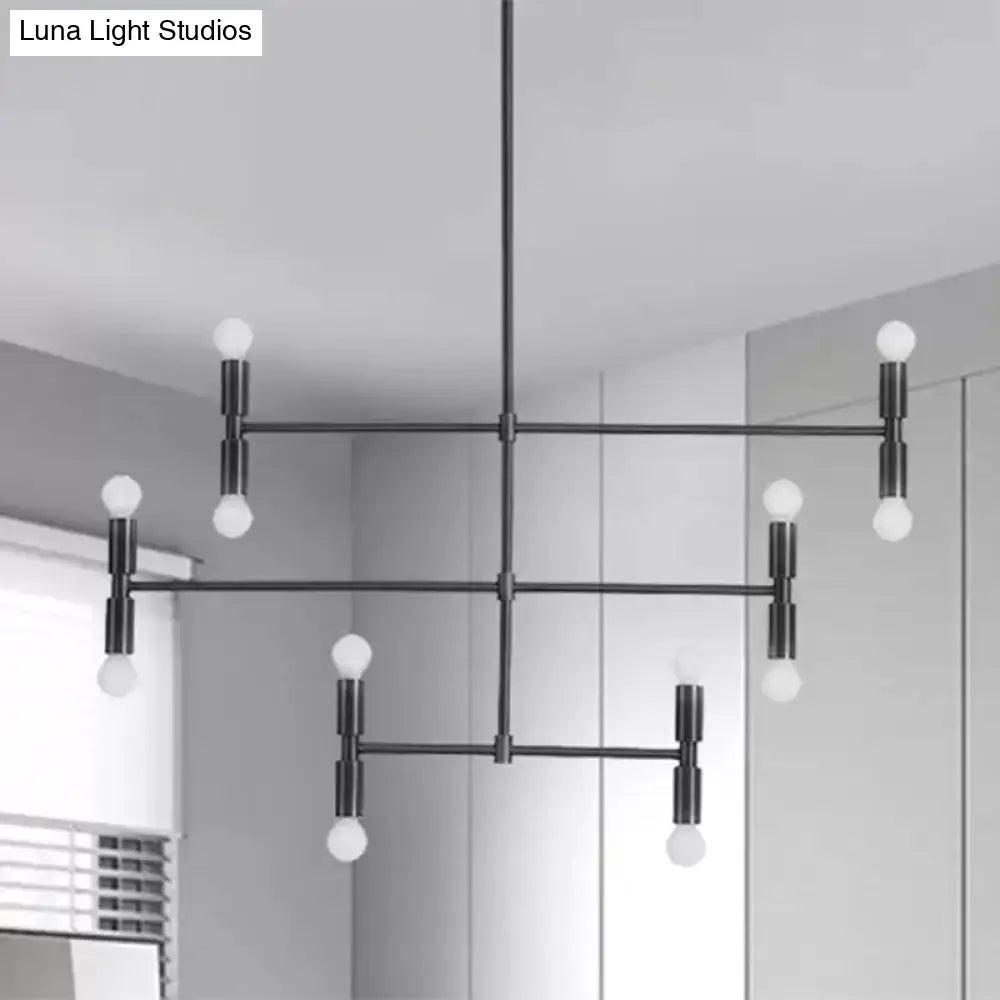 Decorbites modern led island light with gold black finish and rotatable arms featuring a geometric grid design