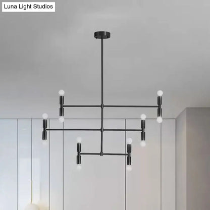 Decorbites modern led island light with gold black geometric grid design and rotatable arms ideal for living room