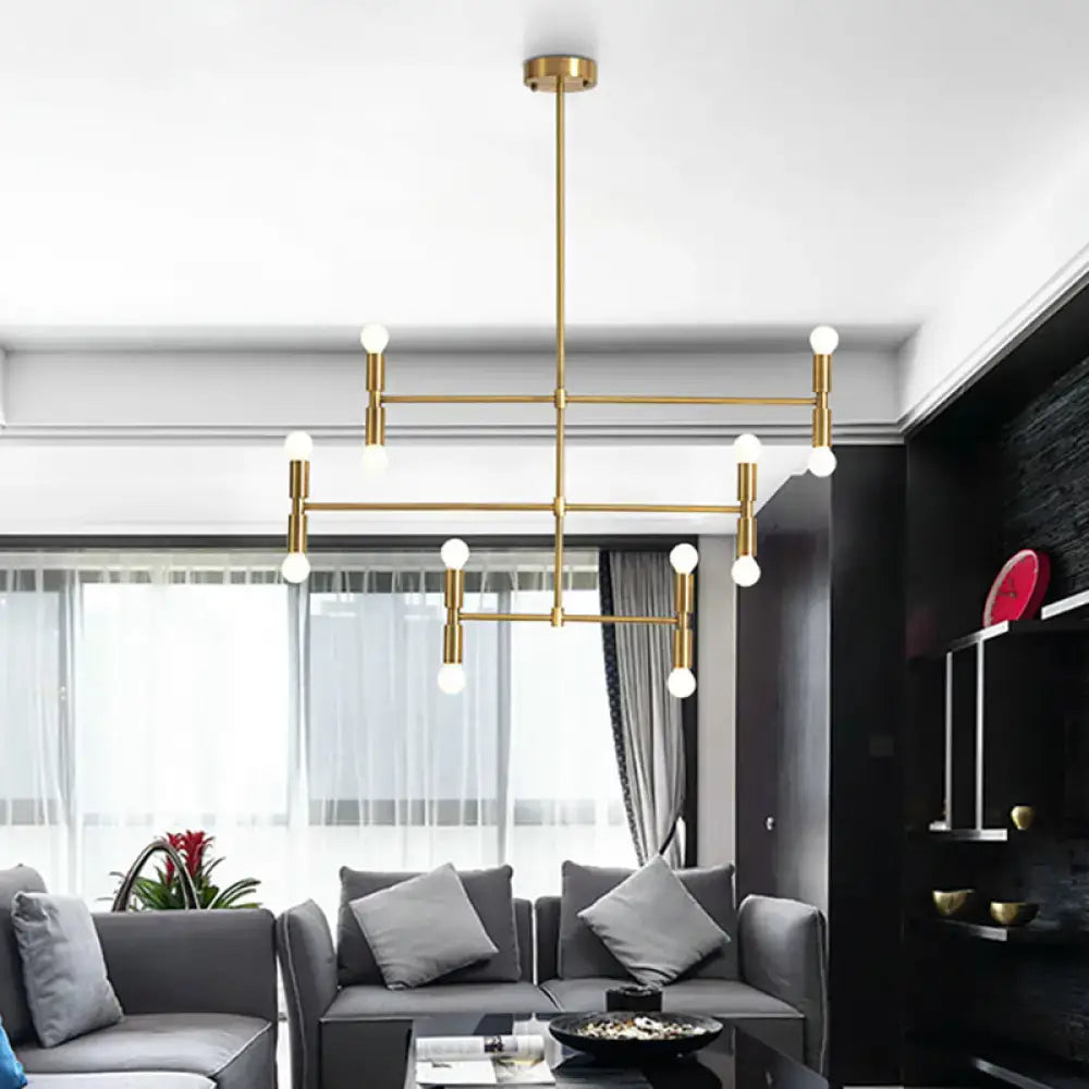 Decorbites modern led island light gold black with rotatable arms and minimalist geometric design for living room use