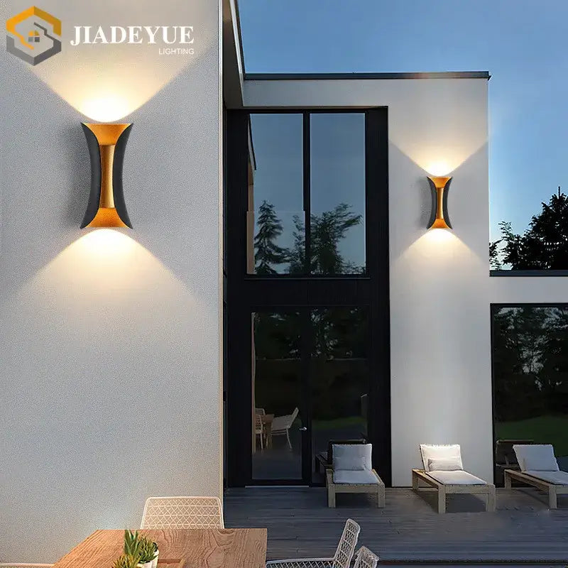 Modern gold and black wall light with sleek curved design decorbites led wall light for garden decor sconce