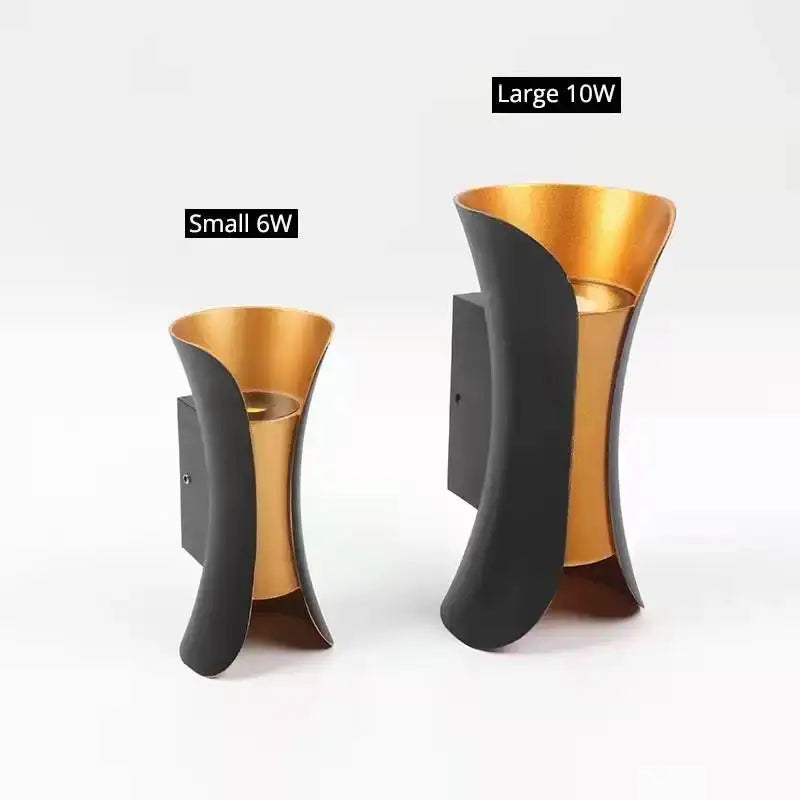 Modern gold and black led wall light with sleek curved design matte finish for stylish garden decorbites led wall lighting
