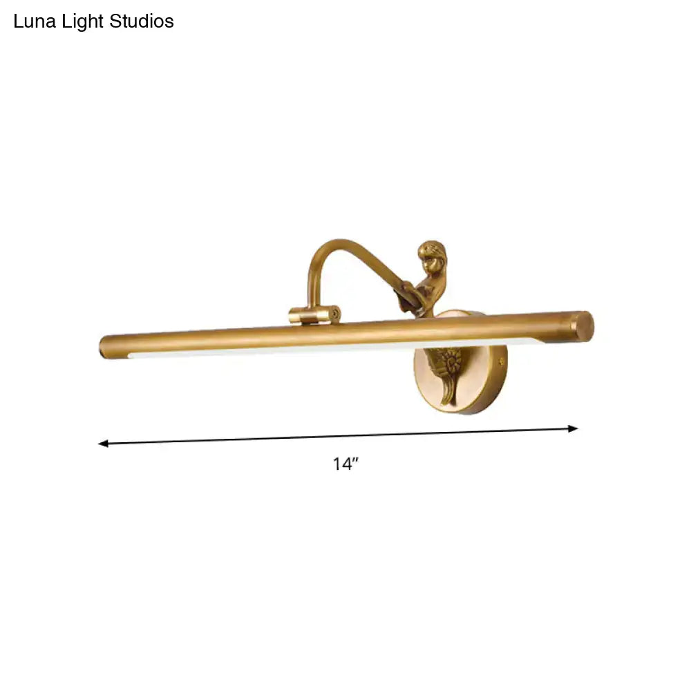 Modern gold and black wall sconce featuring a 14-inch brass fixture height decorative sculpted arm with bulb included