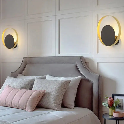 Modern gold and black wall sconce with matte black central disc decorbites elegant led wall for living room decor
